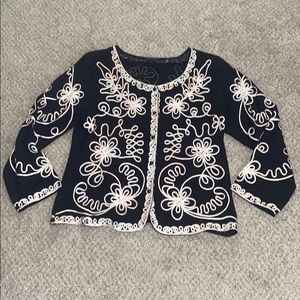 Investments black and gold embroidered cardigan XL